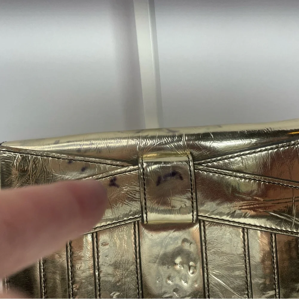 Zac Posen New York Shirley bow mini Gold Leather Crossbody or Clutch bag - Picture 6 of 16